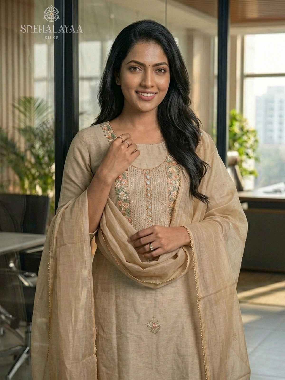 Pale Yellow Kota 3-Piece Salwar Suit Material