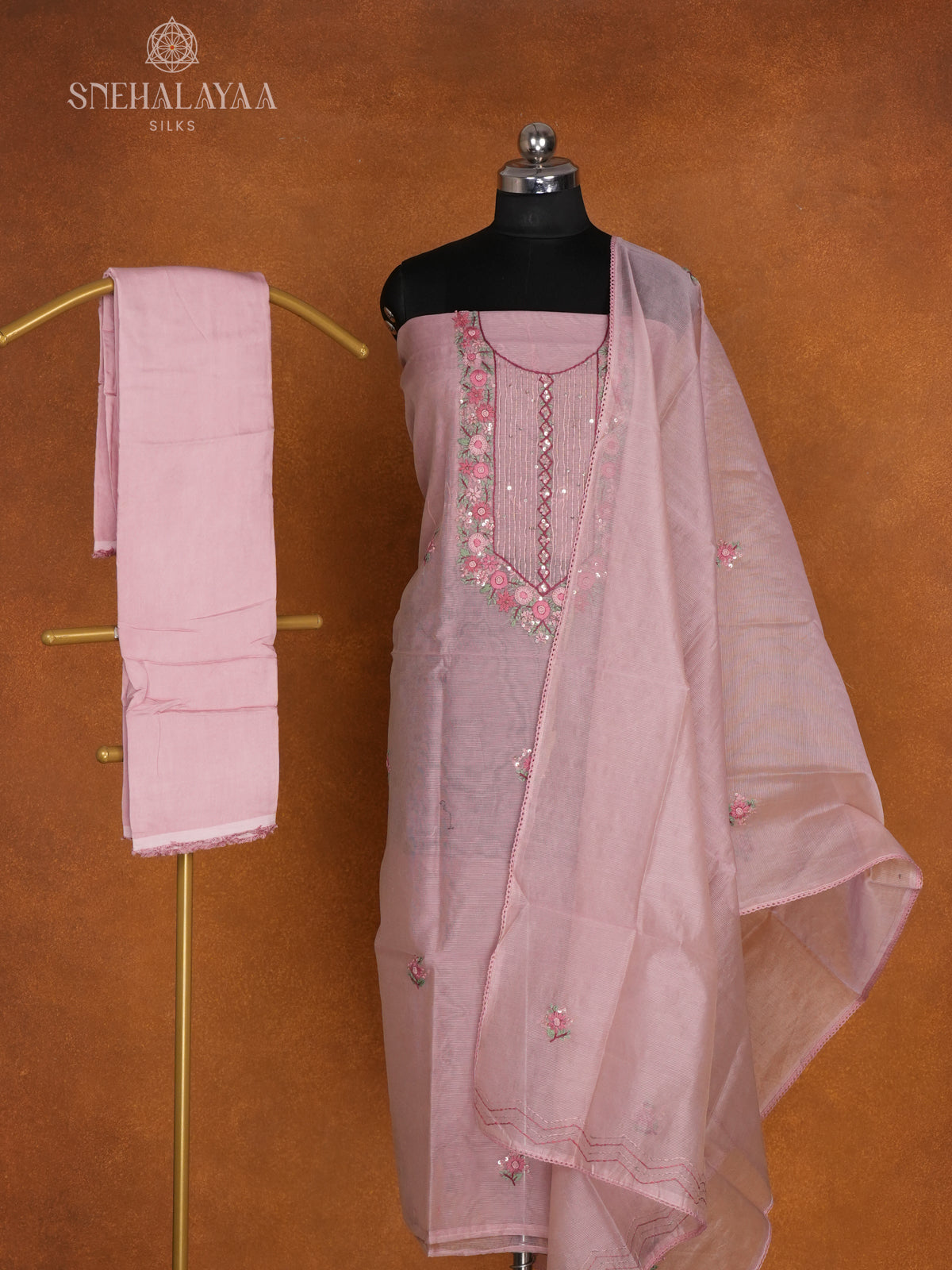 Pale Pink Kota 3-Piece Salwar Suit Material