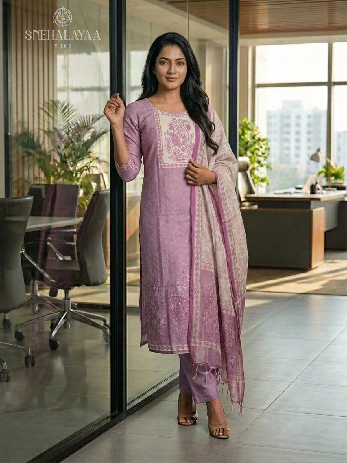 Pink Hakcoba Silk 3-Piece Salwar Suit Material