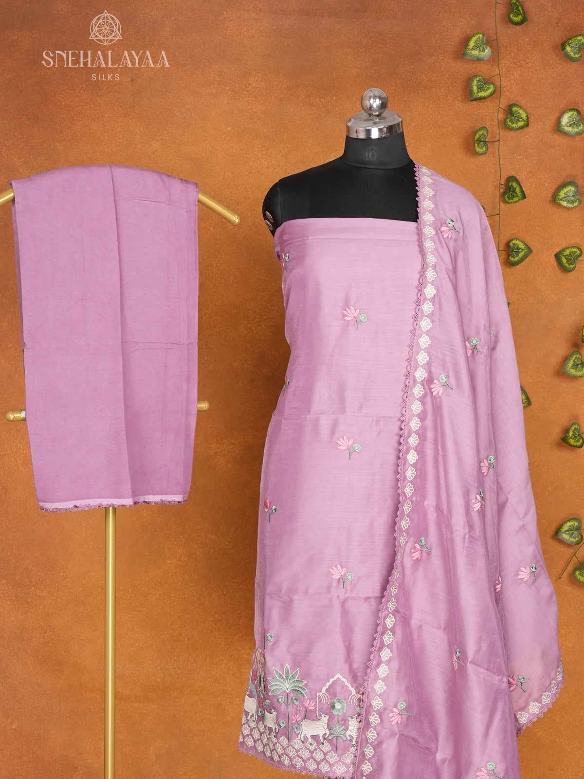 Pale Pink Chanderi Silk 3-Piece Salwar Suit Material