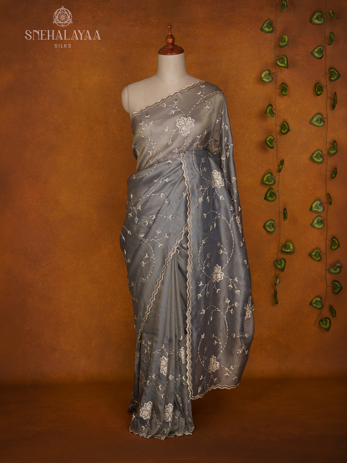 Grey Designer Saree