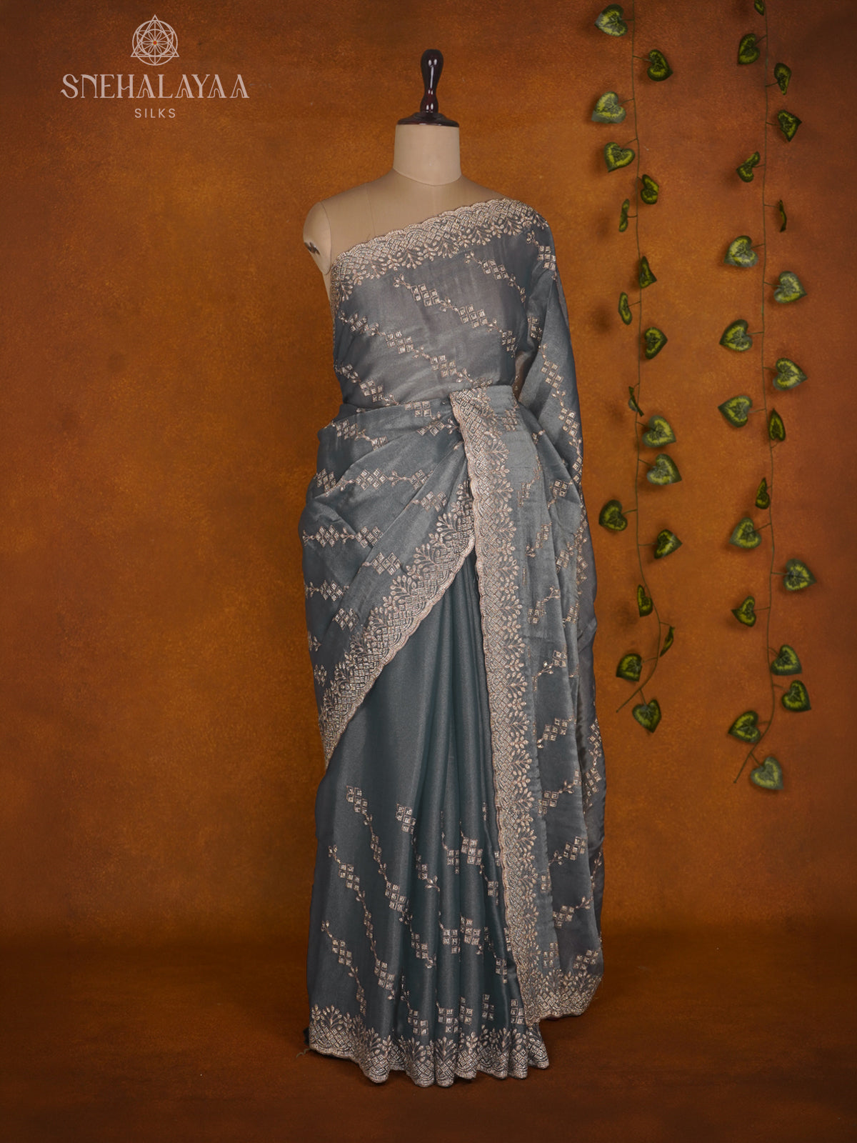 Grey Designer Saree