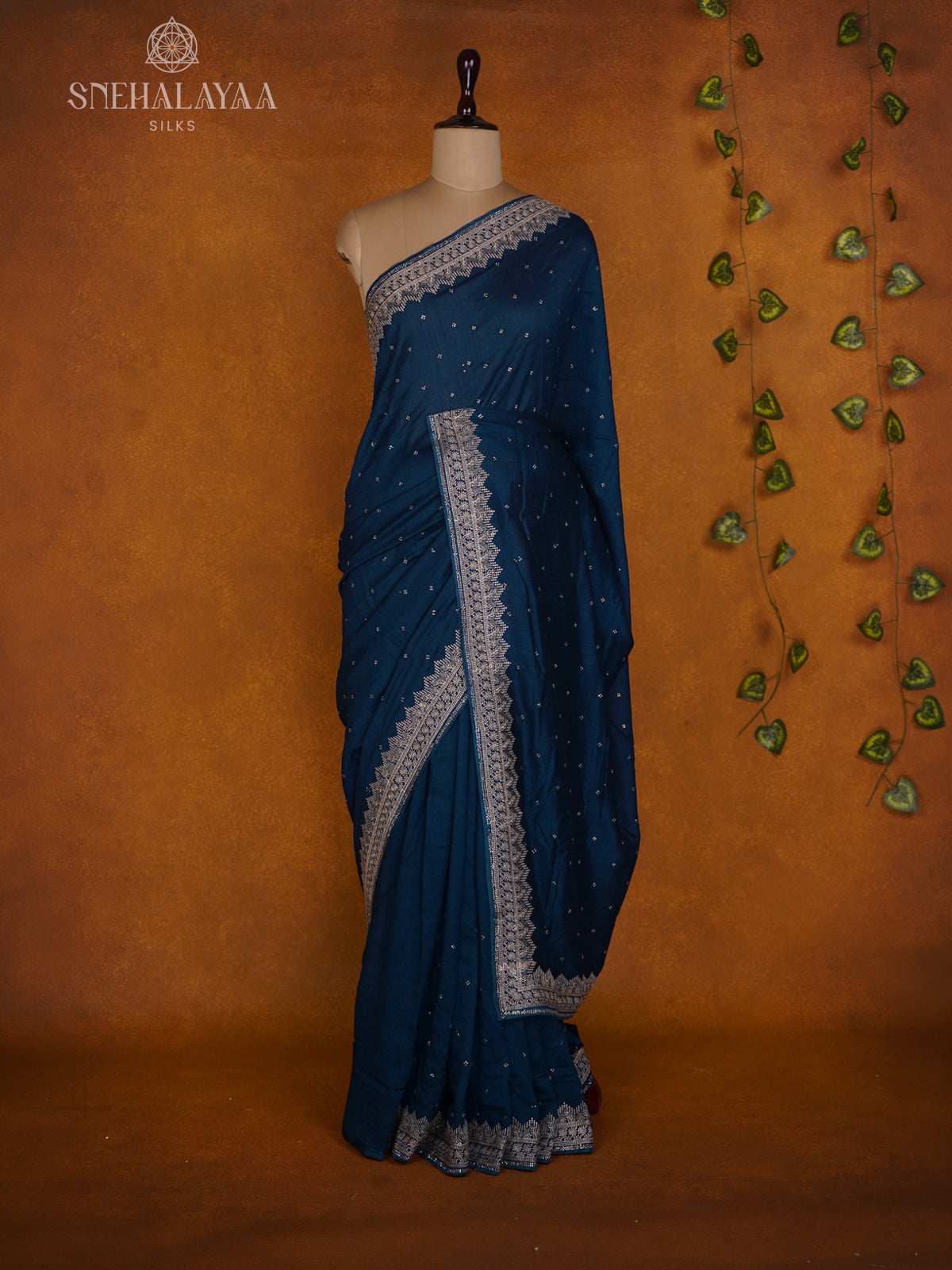 Peacock Blue Designer Saree