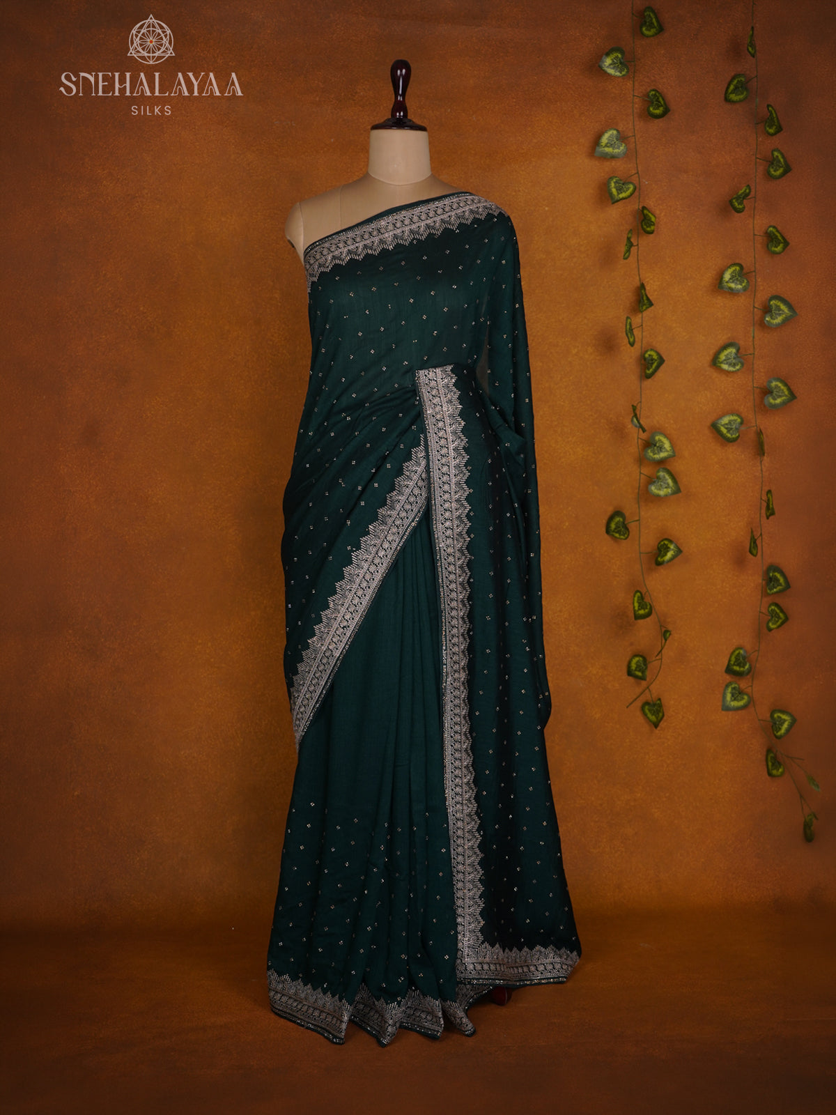 Forest Green Designer Saree