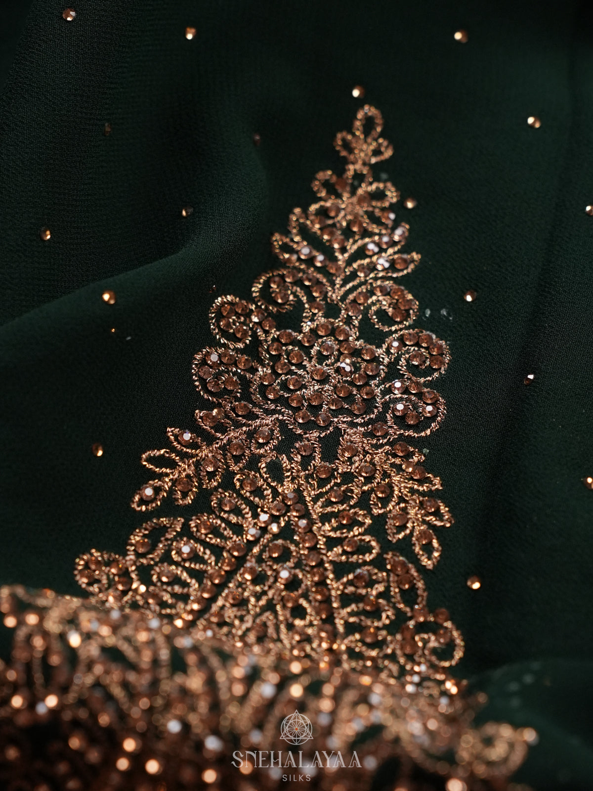 Forest Green Designer Saree