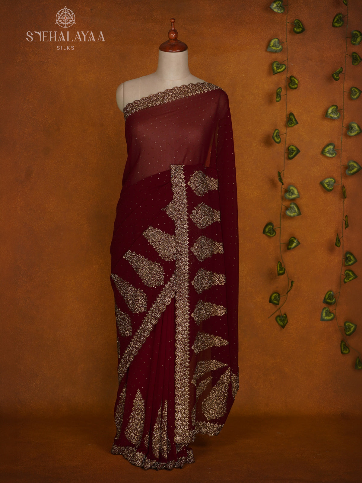Maroon Designer Saree