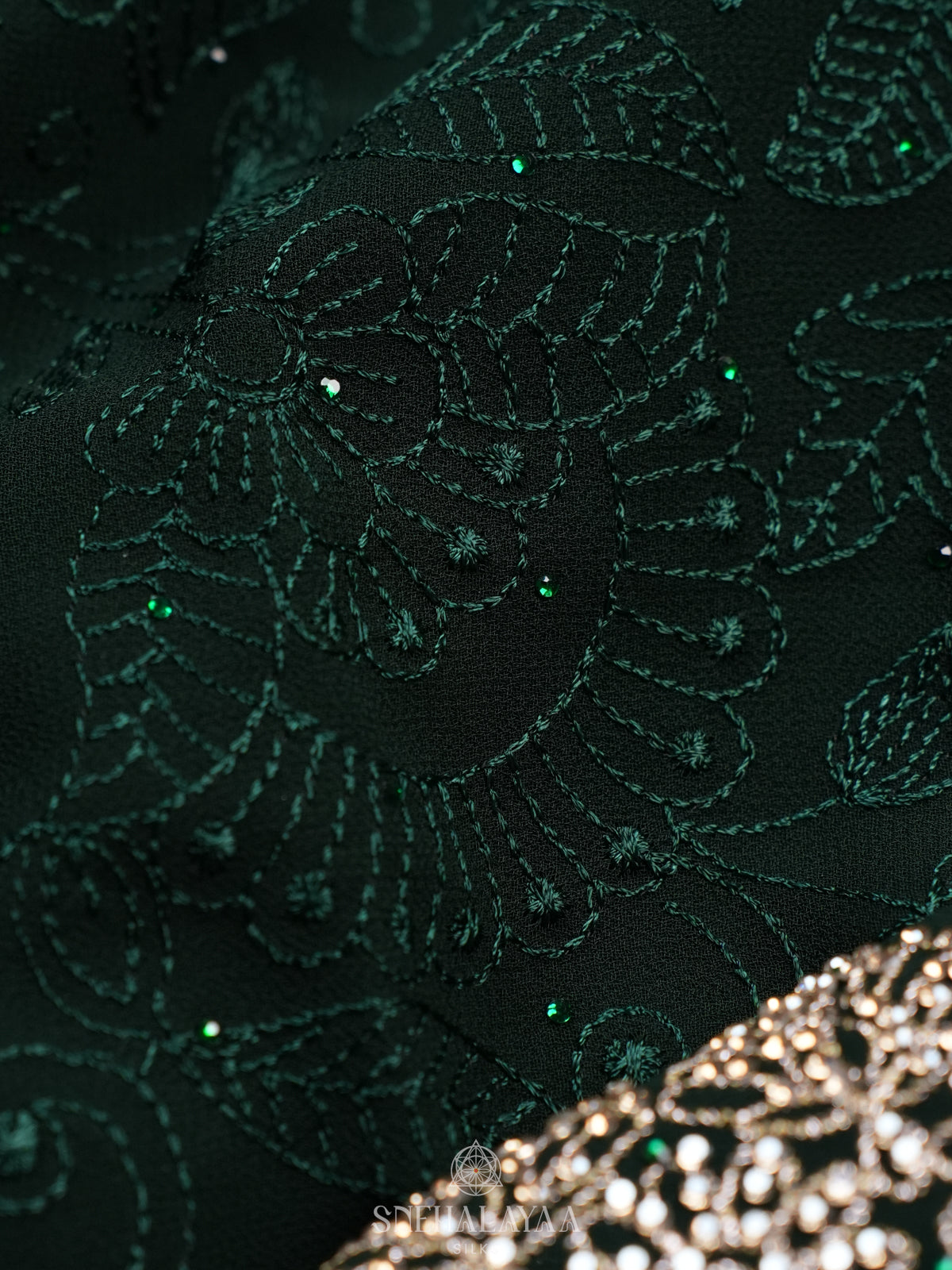 Forest Green Designer Saree