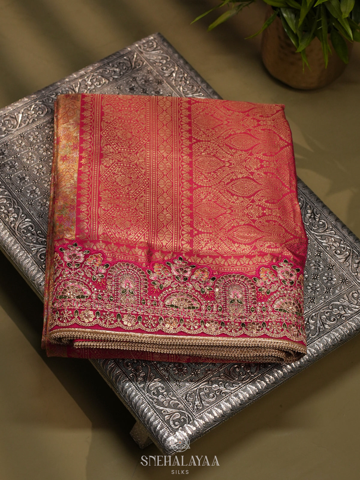 Peach Designer Saree