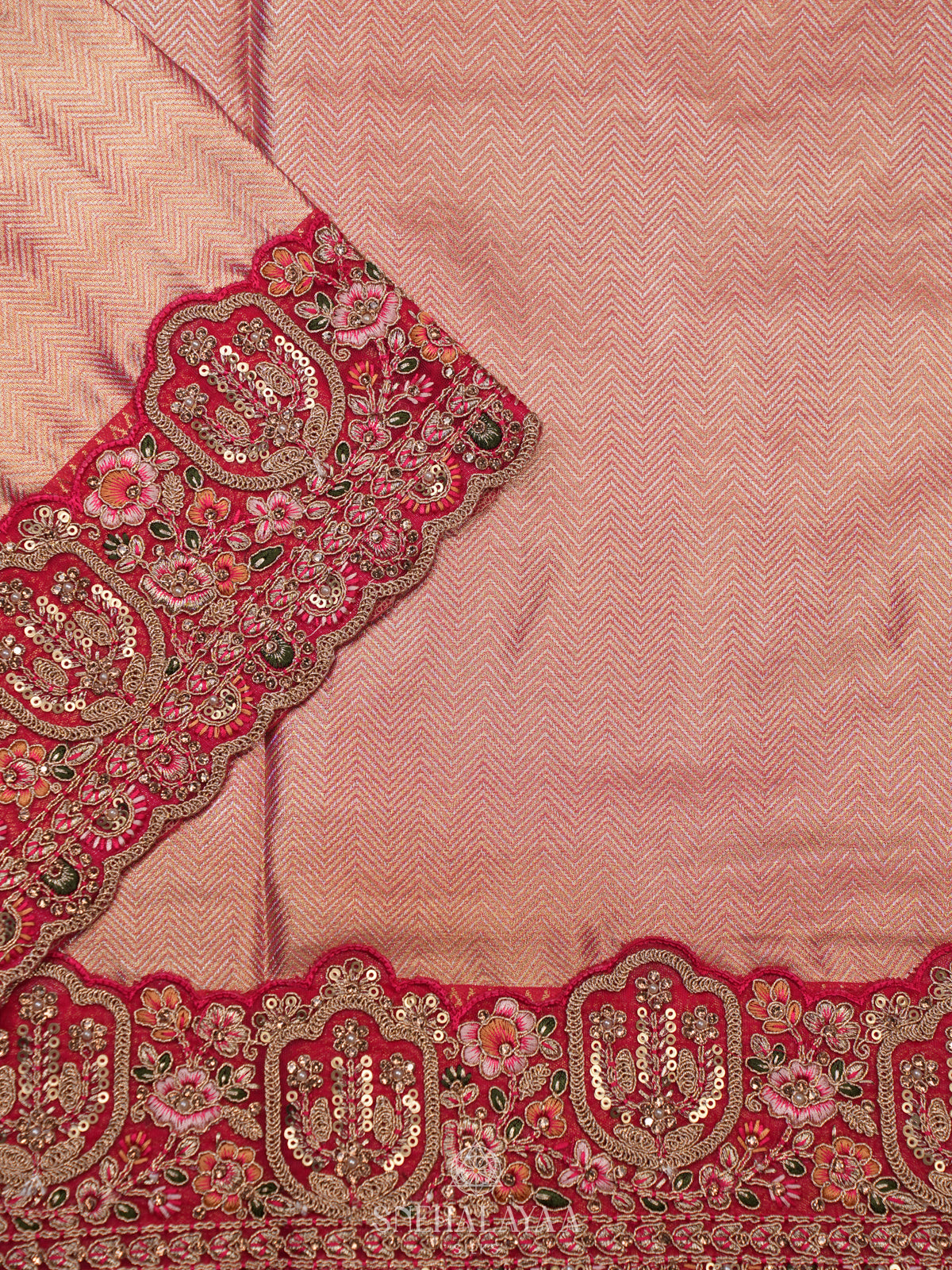 Peach Designer Saree