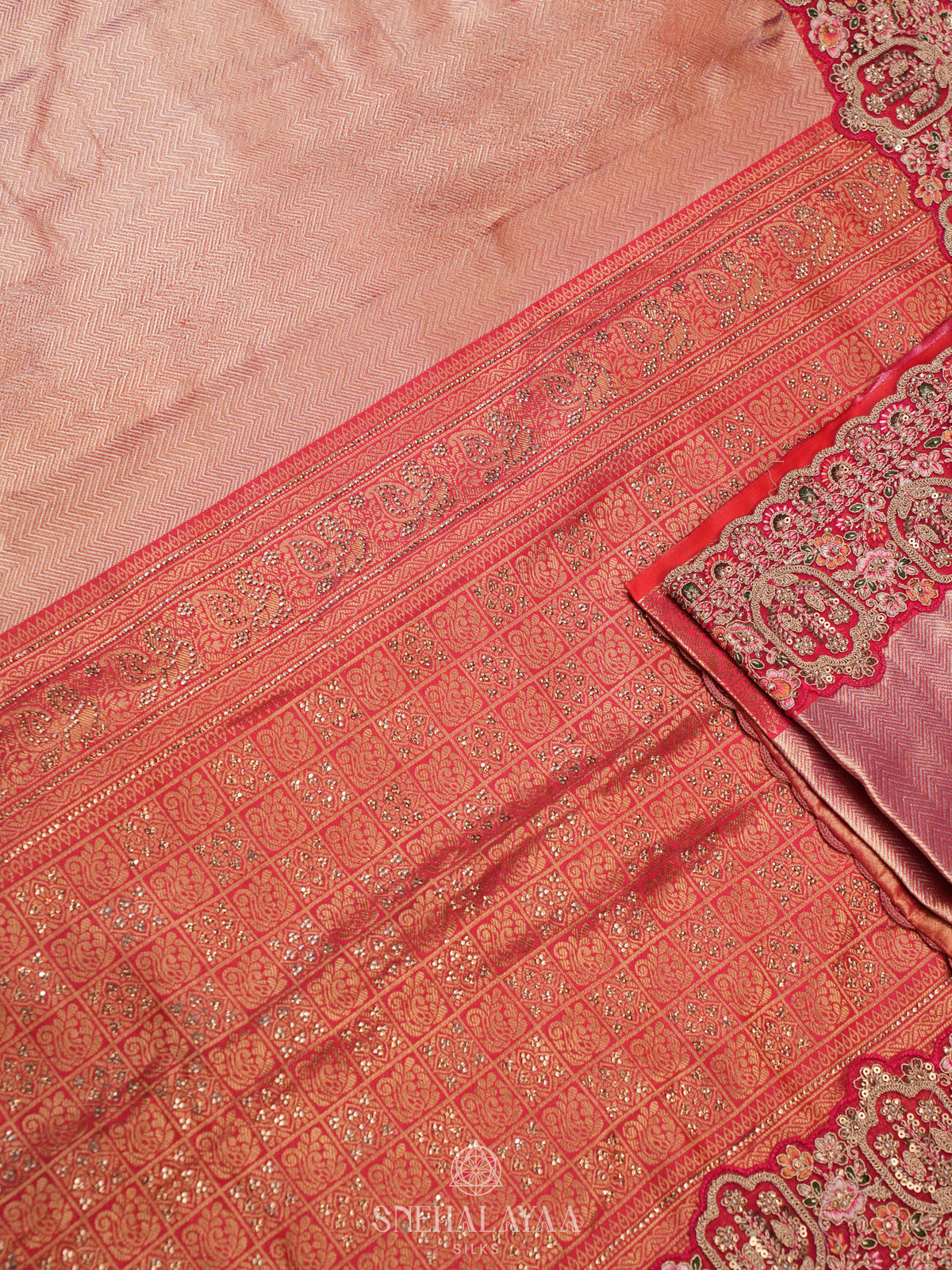 Peach Designer Saree