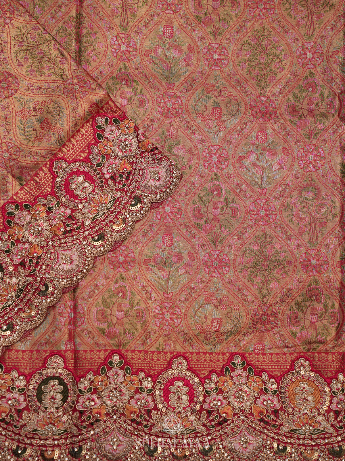 Peach Designer Saree