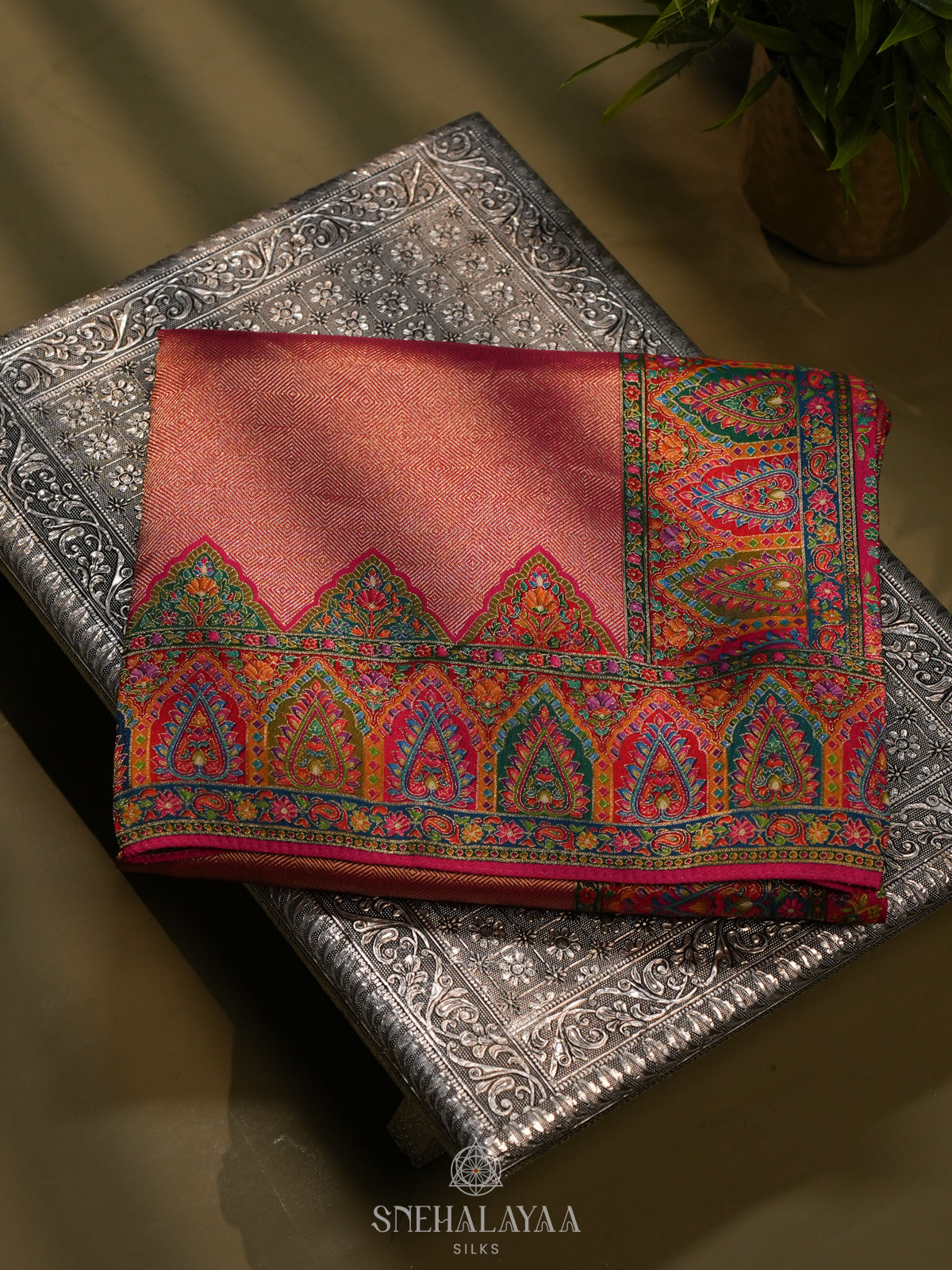 Peach Banaras Saree
