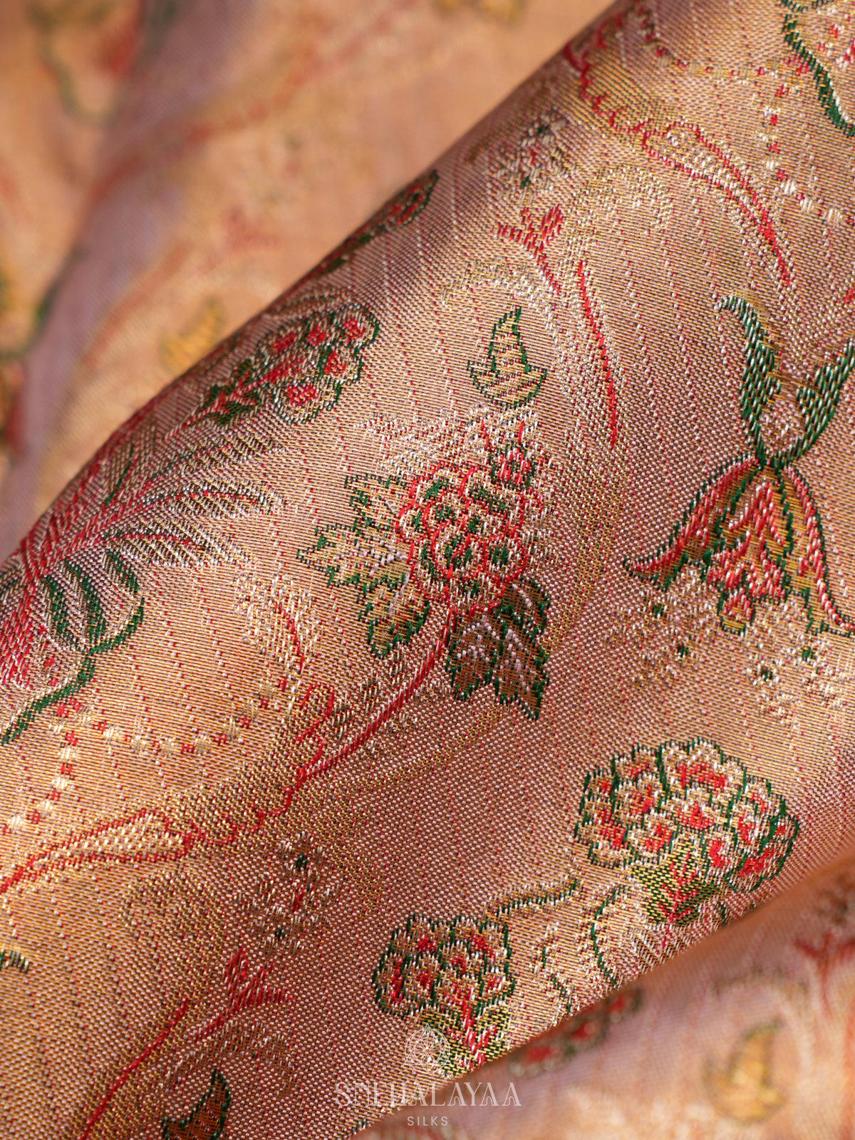 Rose Pink Tissue Kanjivaram Silk Saree