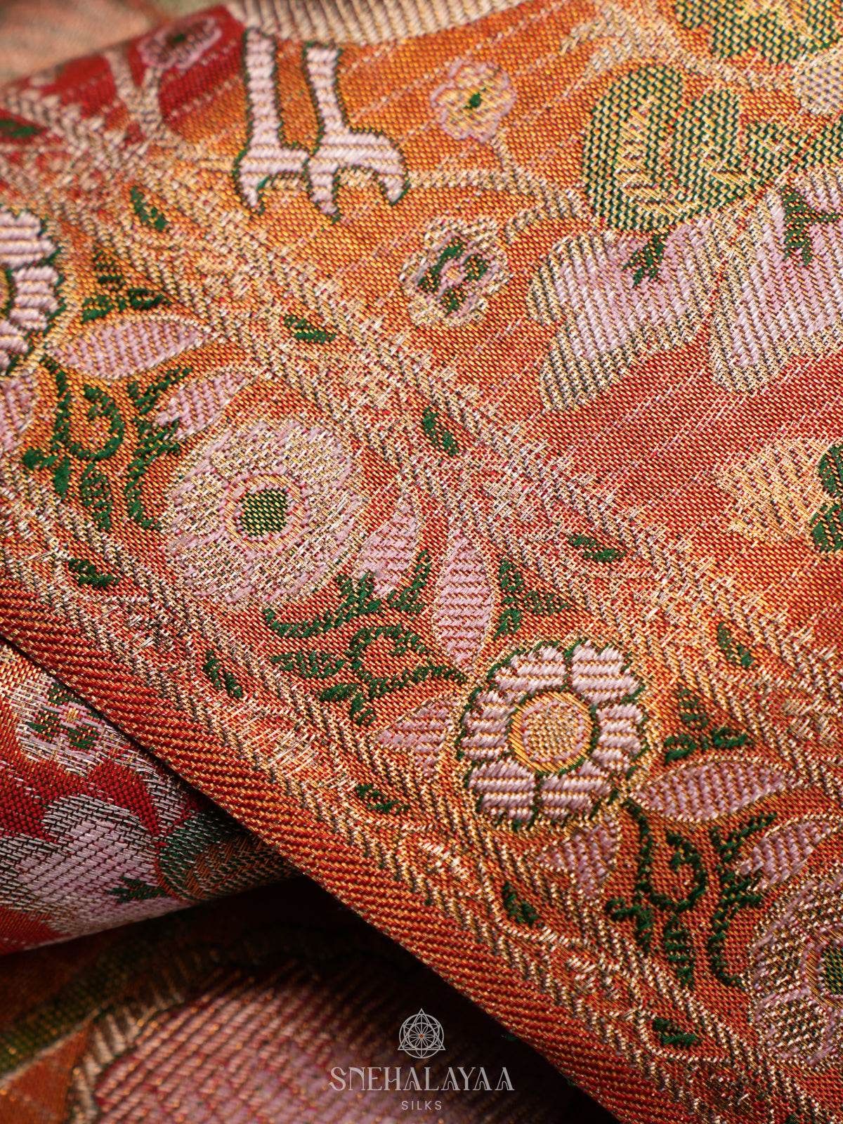 Rose Pink Tissue Kanjivaram Silk Saree