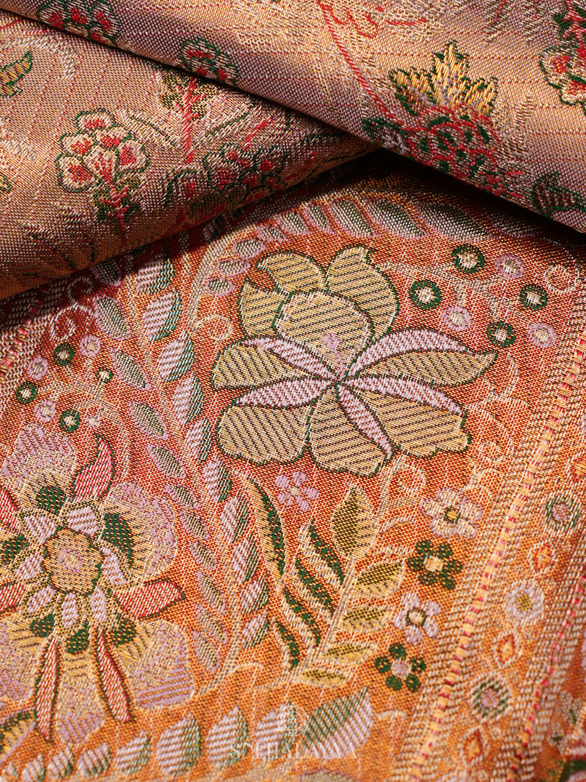 Rose Pink Tissue Kanjivaram Silk Saree
