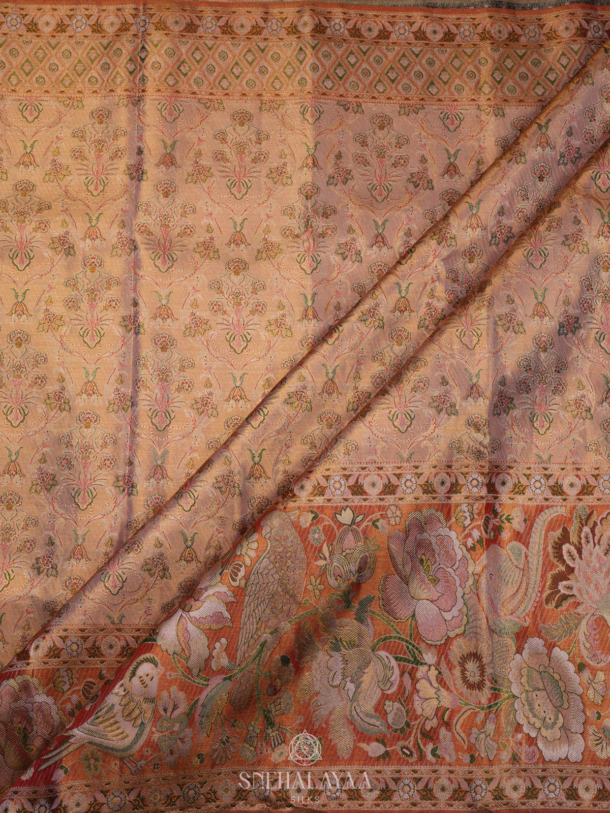 Rose Pink Tissue Kanjivaram Silk Saree