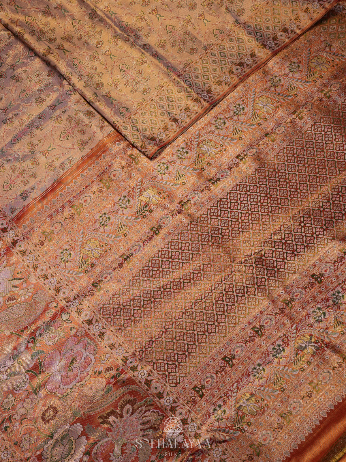Rose Pink Tissue Kanjivaram Silk Saree
