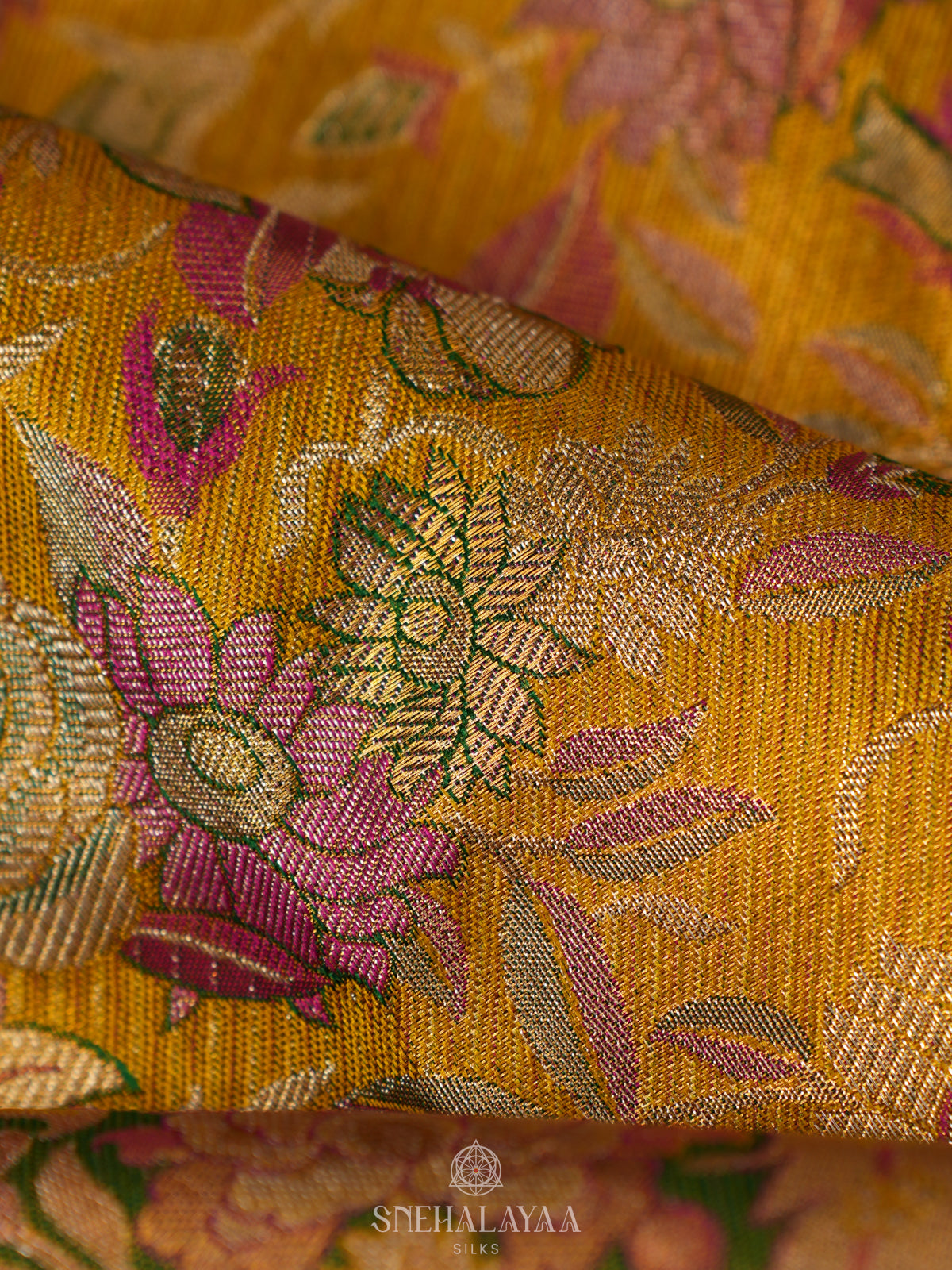 Golden Yellow Tissue Kanjivaram Silk Saree