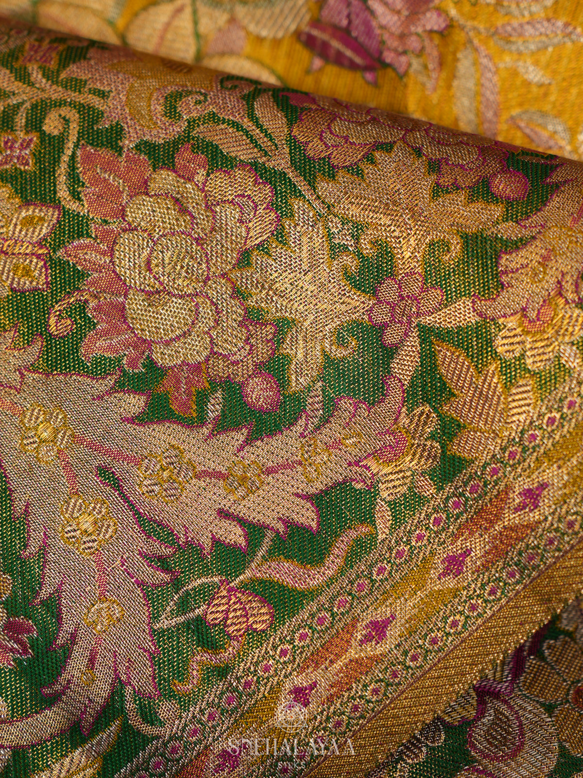 Golden Yellow Tissue Kanjivaram Silk Saree