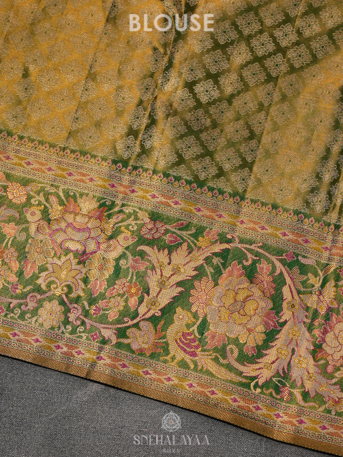 Golden Yellow Tissue Kanjivaram Silk Saree