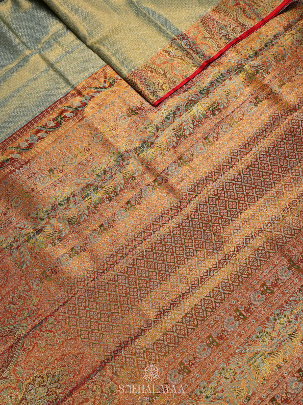 Pale Green Tissue Kanjivaram Silk Saree