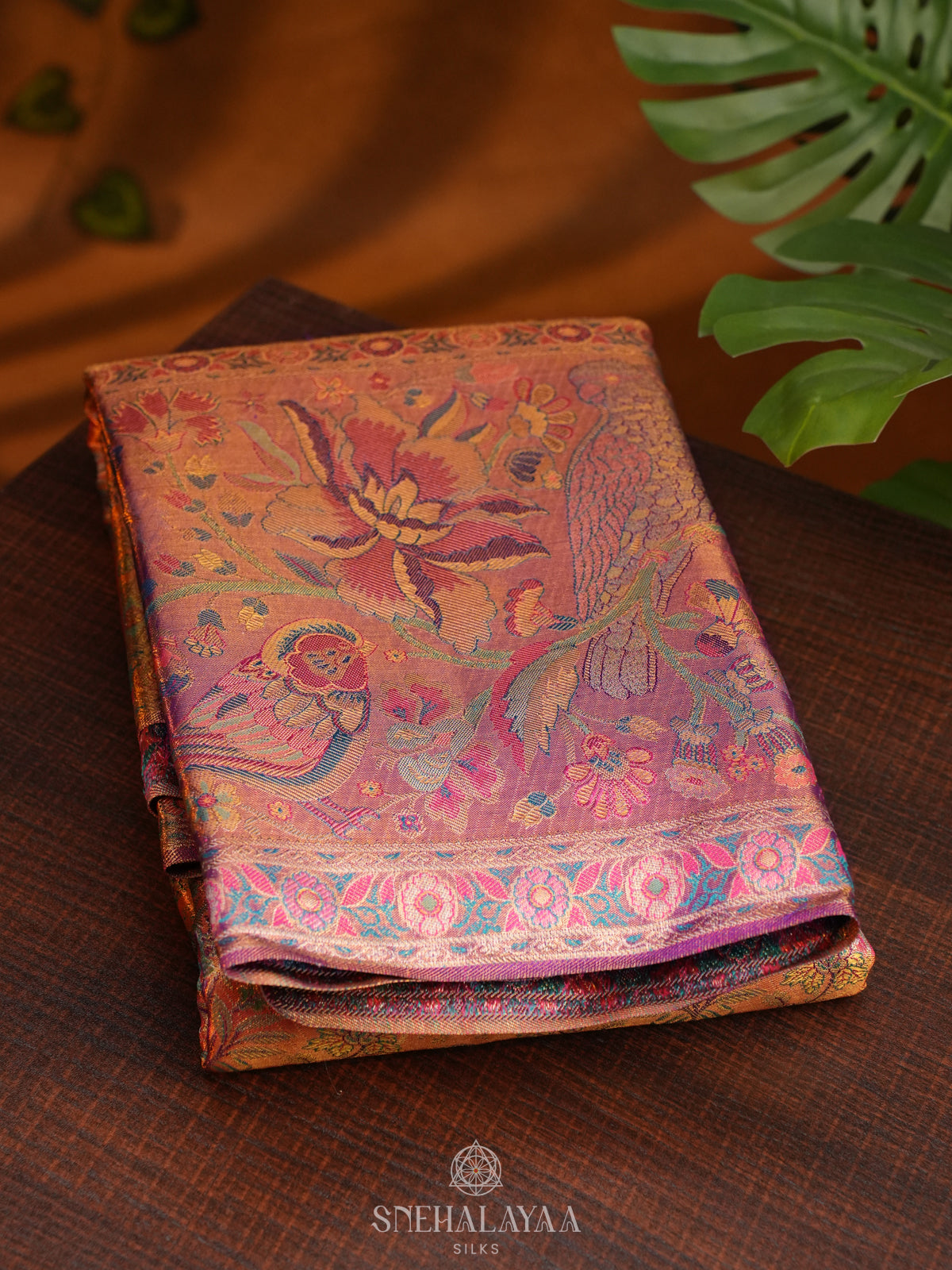 Rose Pink Tissue Kanjivaram Silk Saree