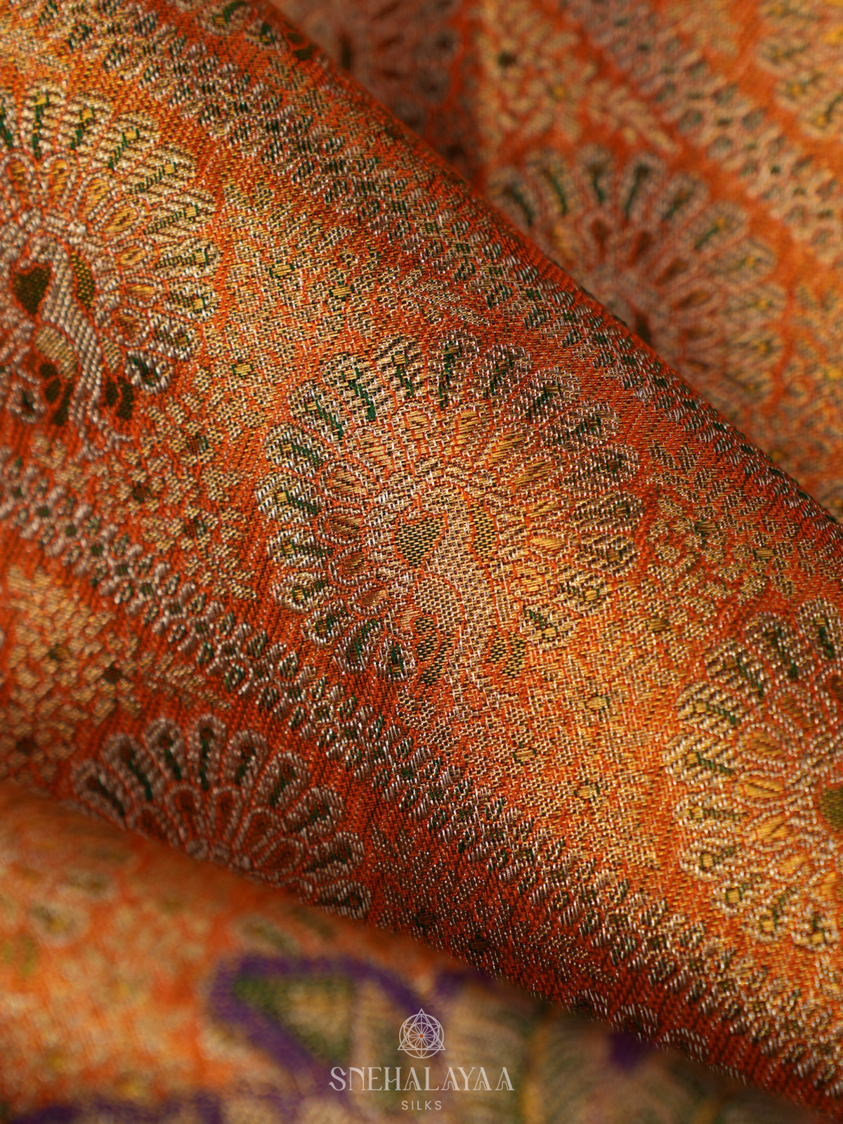 Pale Orange Tissue Kanjivaram Silk Saree