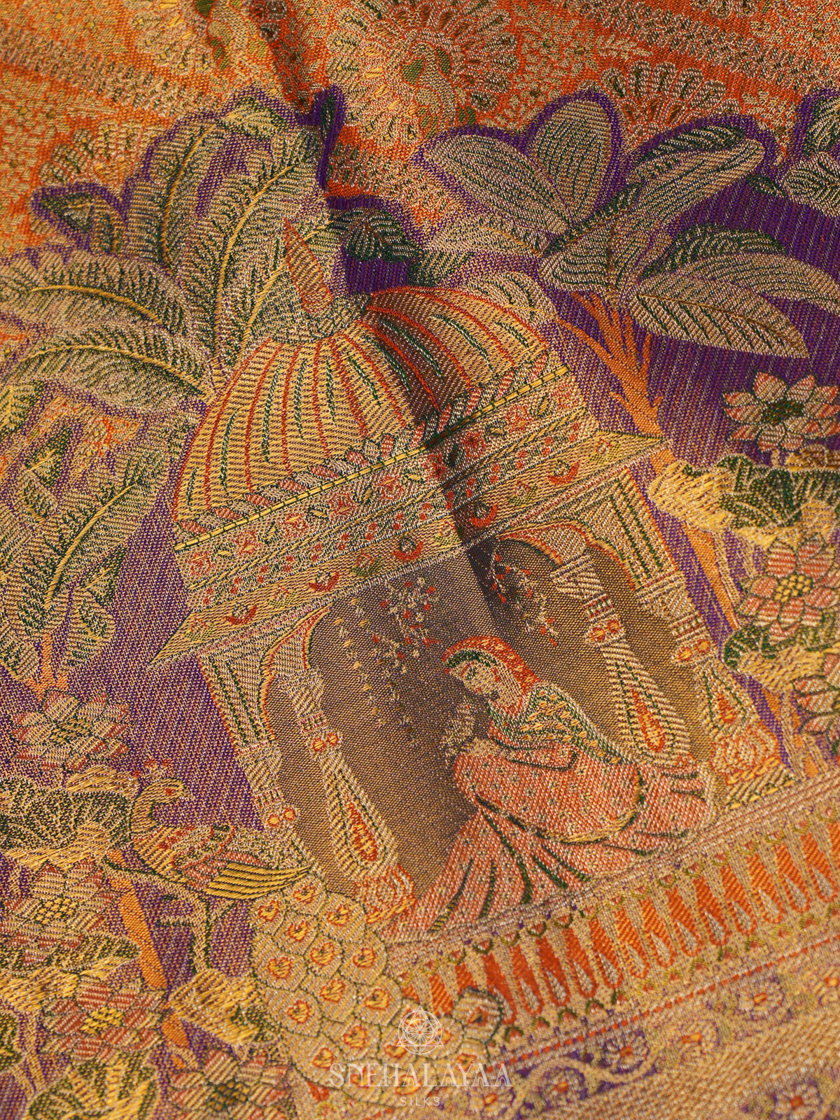 Pale Orange Tissue Kanjivaram Silk Saree