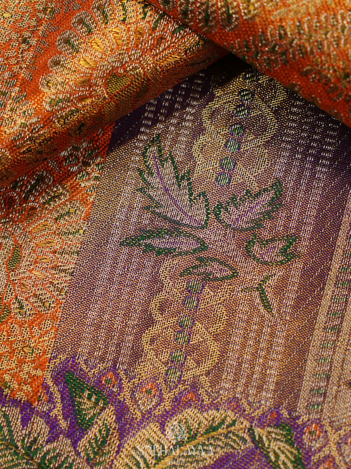 Pale Orange Tissue Kanjivaram Silk Saree