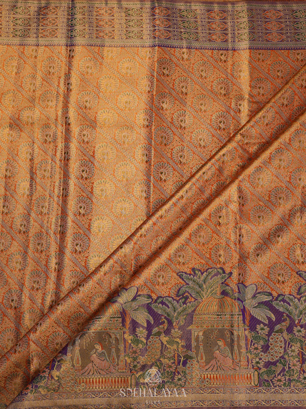 Pale Orange Tissue Kanjivaram Silk Saree