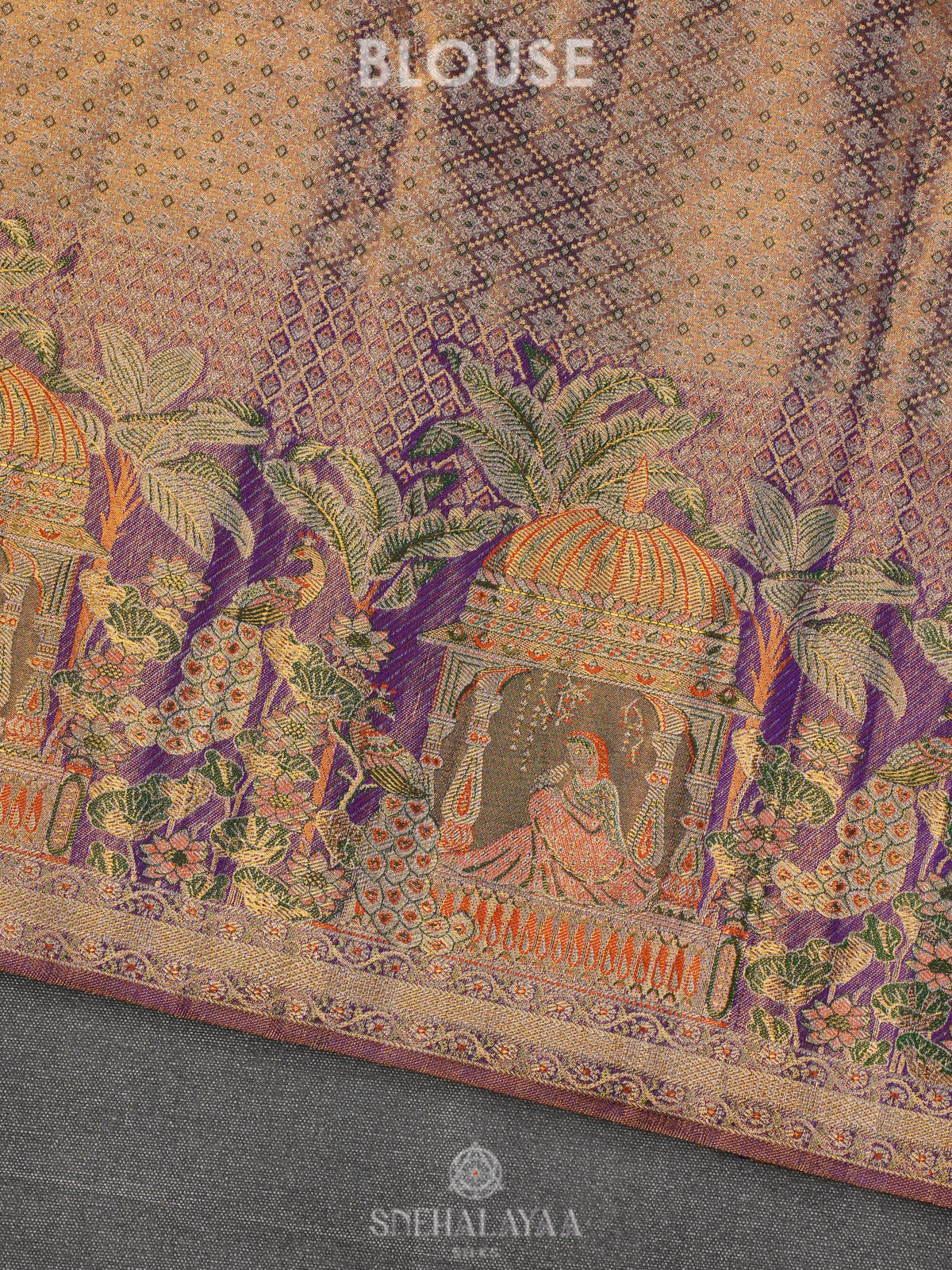 Pale Orange Tissue Kanjivaram Silk Saree