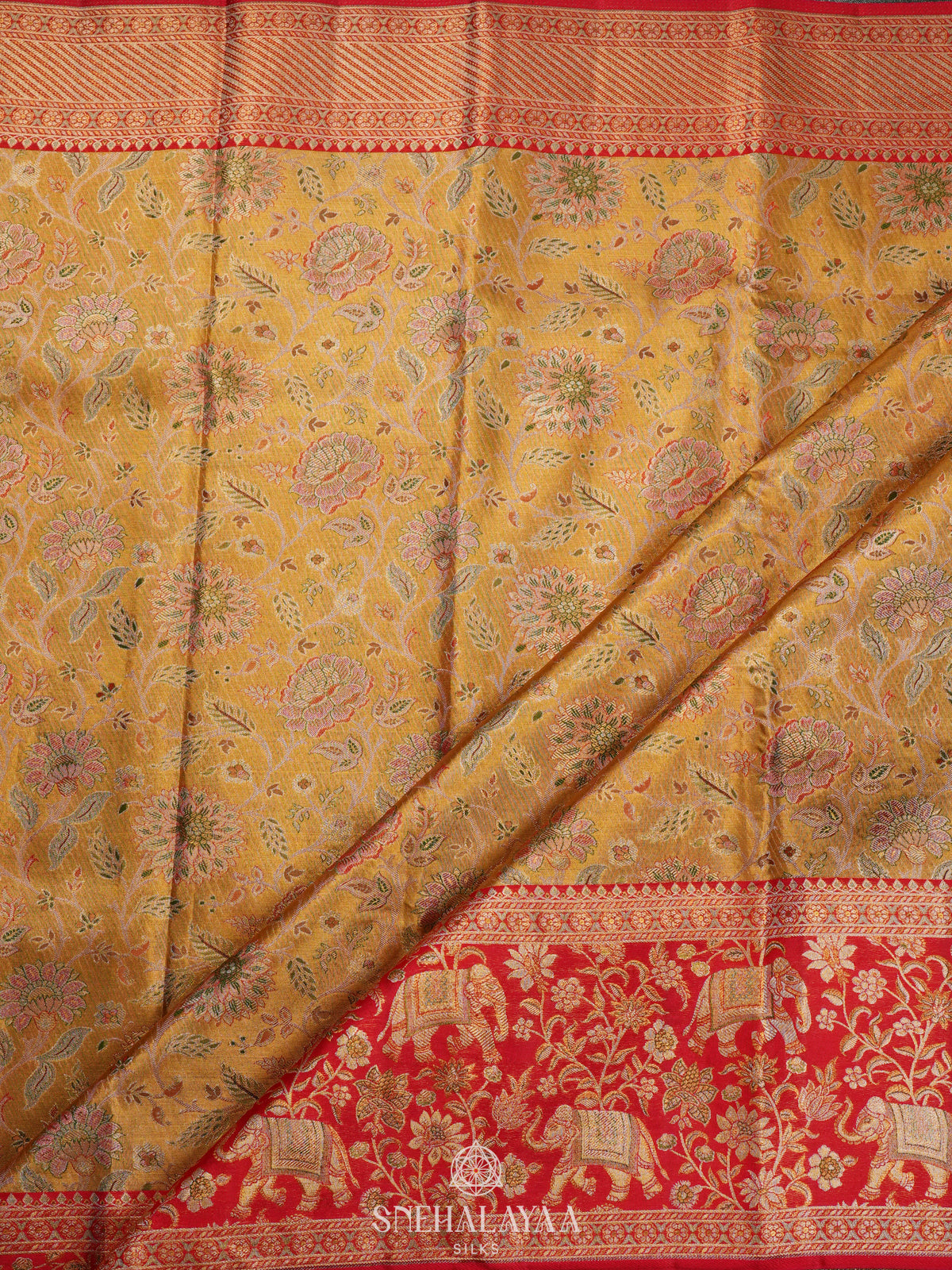 Yellow Tissue Kanjivaram Silk Saree