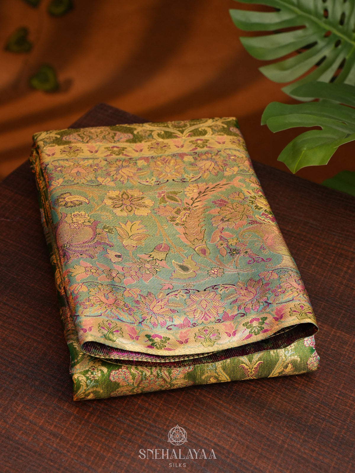 Emerald Green Tissue Kanjivaram Silk Saree