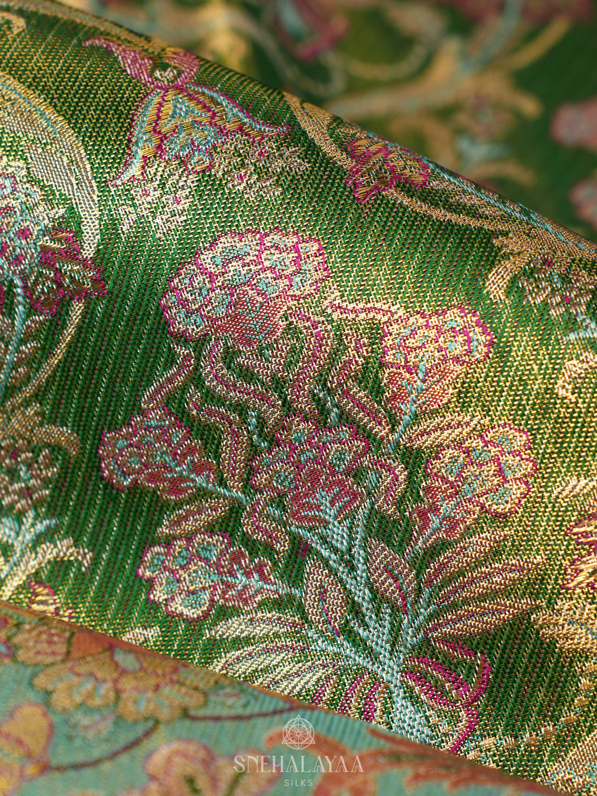 Emerald Green Tissue Kanjivaram Silk Saree