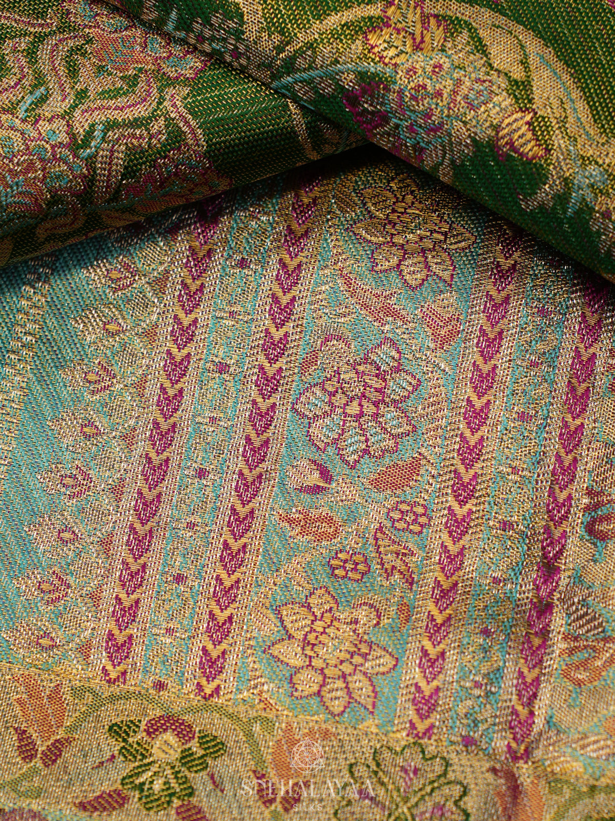 Emerald Green Tissue Kanjivaram Silk Saree