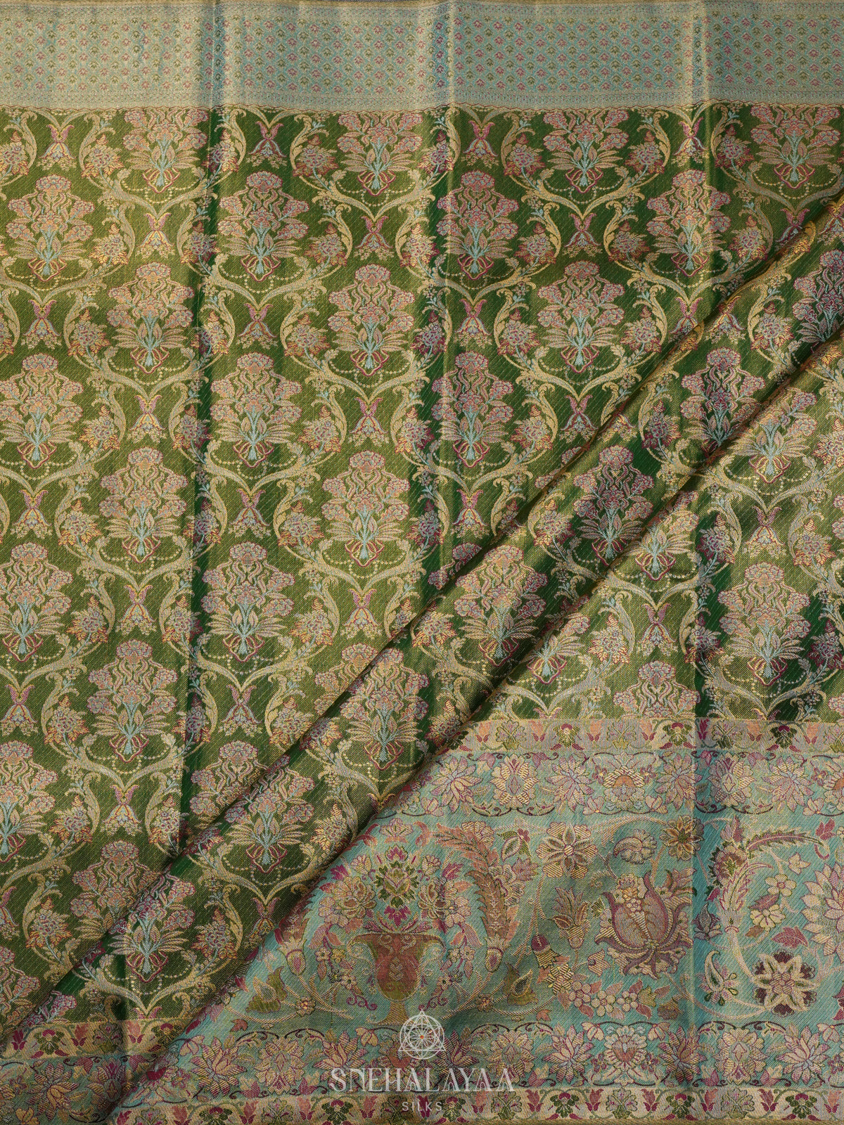 Emerald Green Tissue Kanjivaram Silk Saree