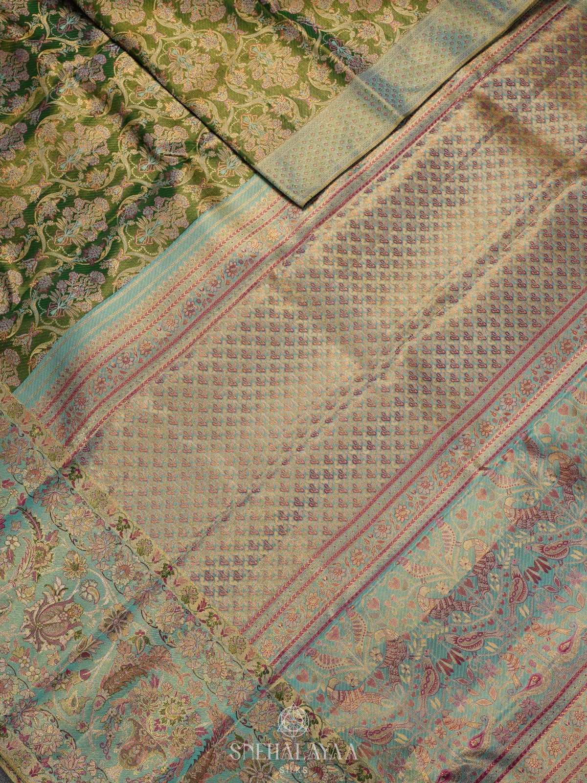 Emerald Green Tissue Kanjivaram Silk Saree