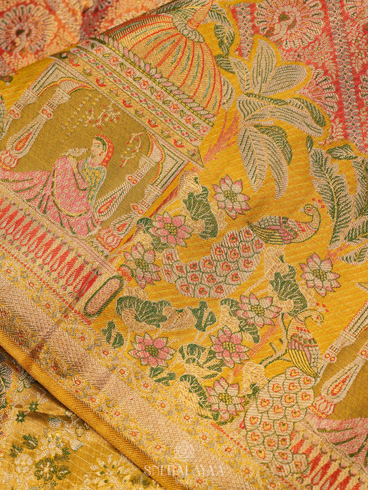 Rust Orange Tissue Kanjivaram Silk Saree