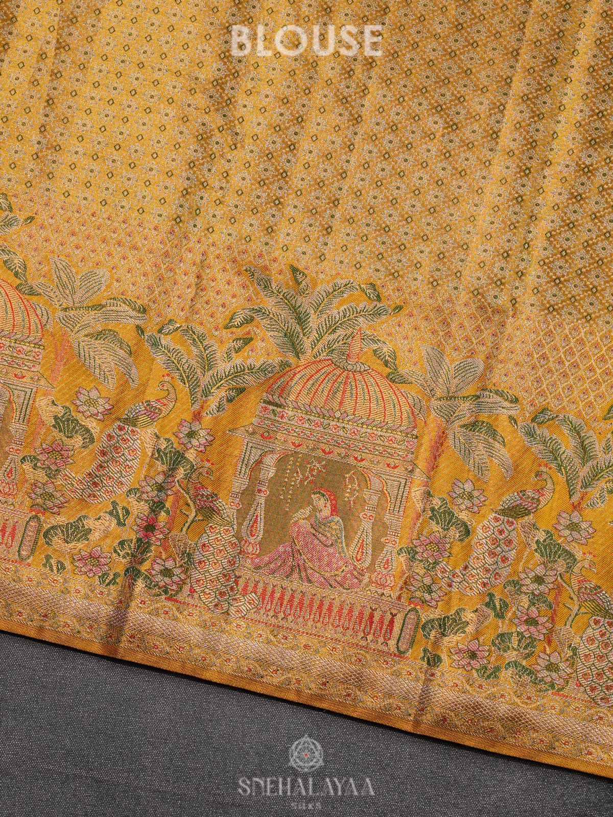 Rust Orange Tissue Kanjivaram Silk Saree