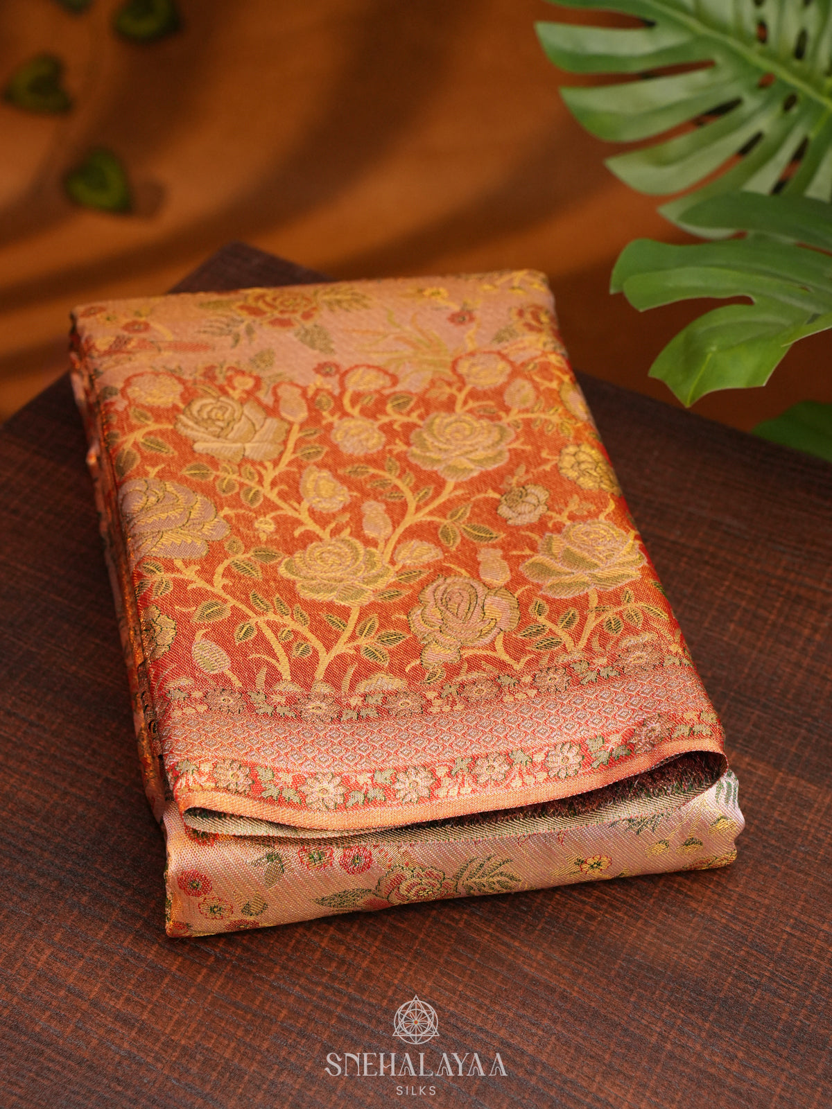 Rose Pink Tissue Kanjivaram Silk Saree