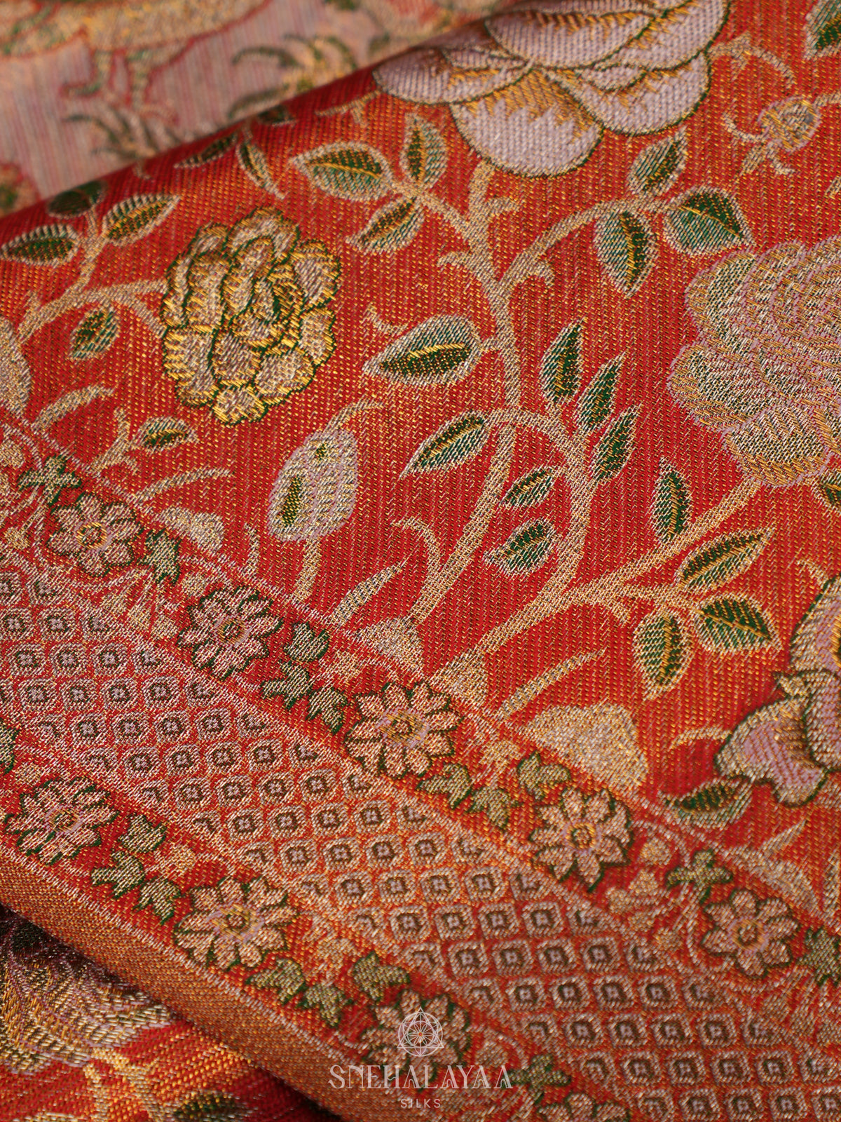 Rose Pink Tissue Kanjivaram Silk Saree