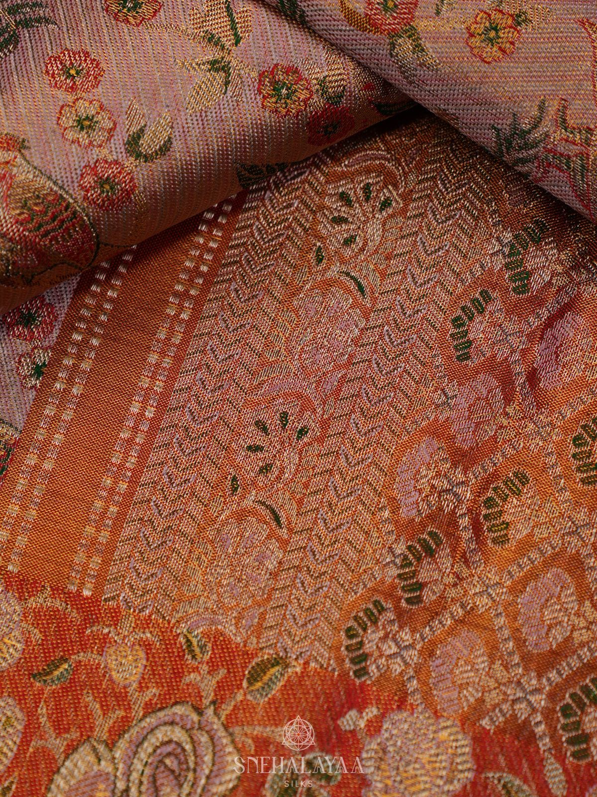 Rose Pink Tissue Kanjivaram Silk Saree