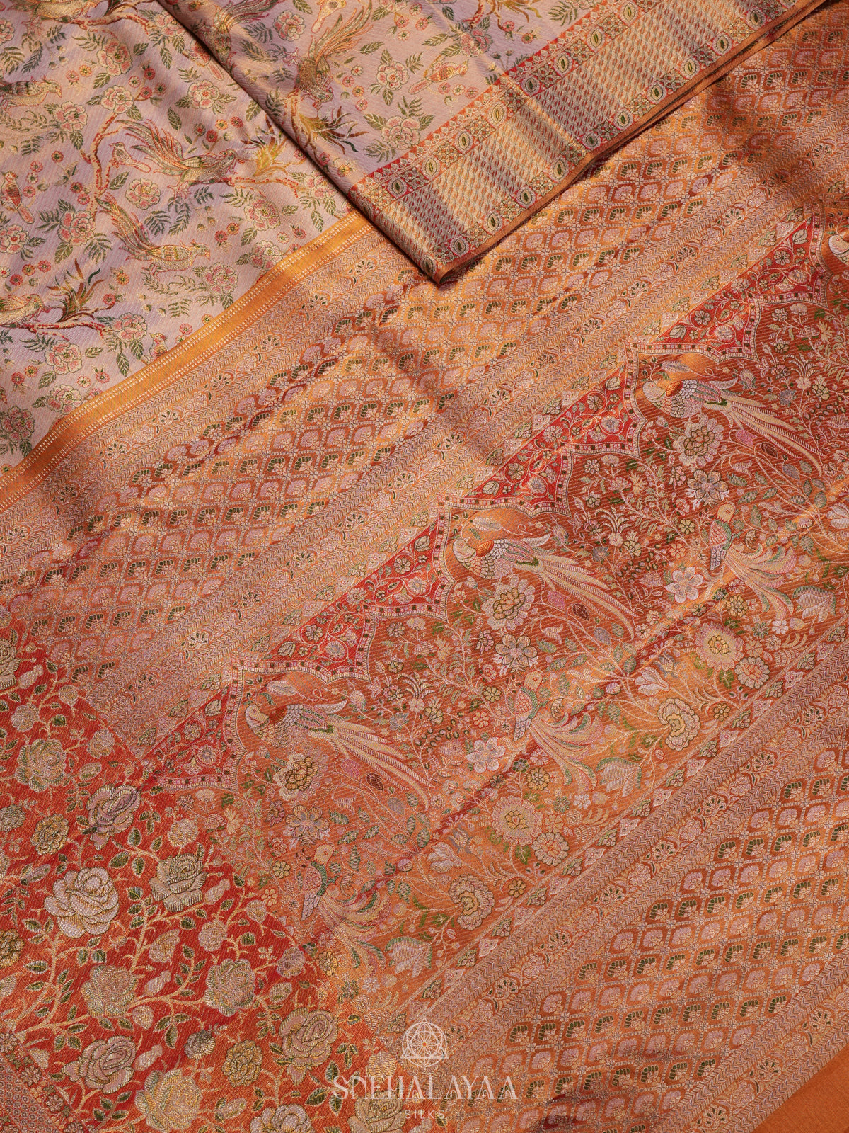 Rose Pink Tissue Kanjivaram Silk Saree