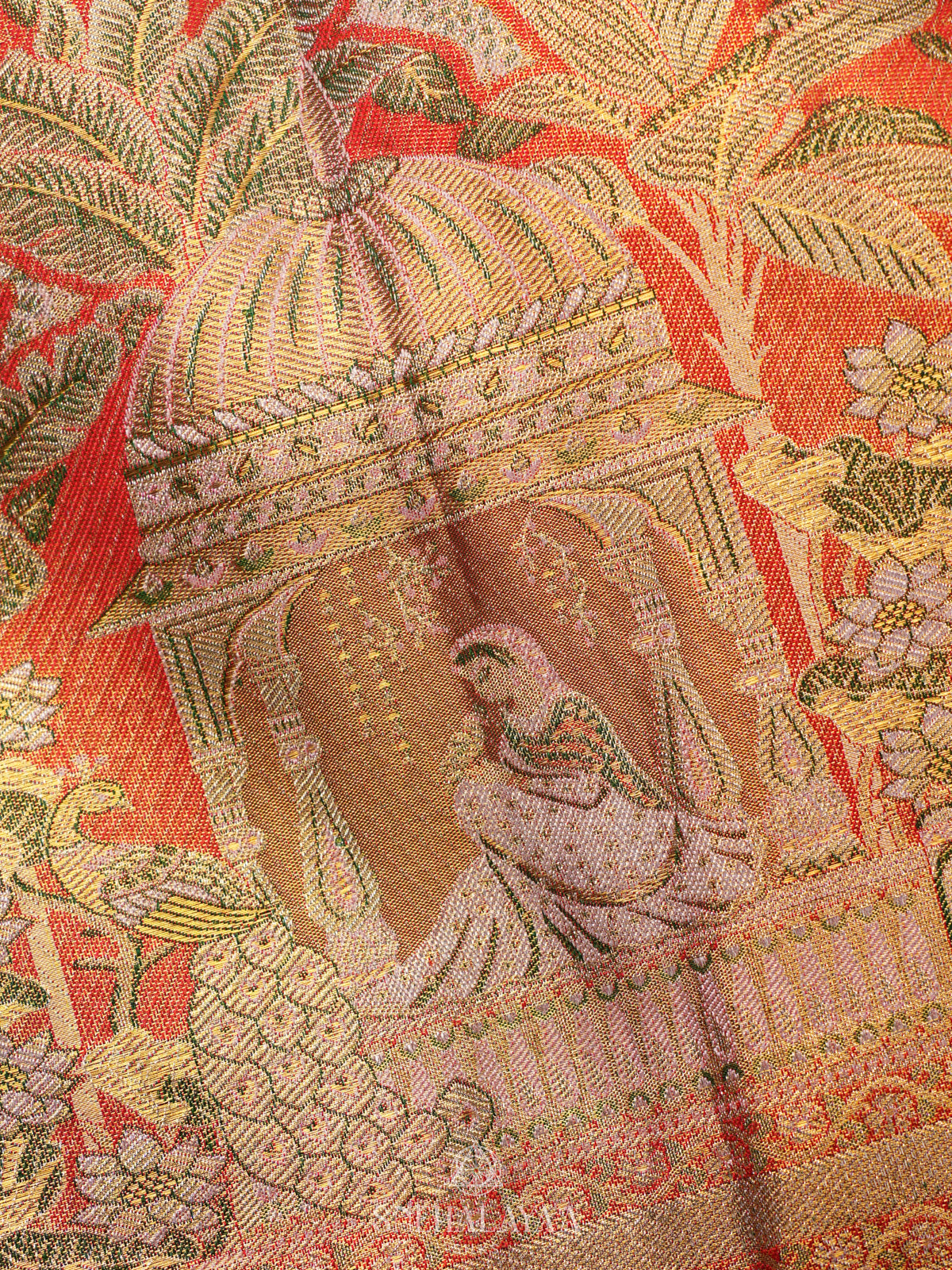 Beige Gold Tissue Kanjivaram Silk Saree