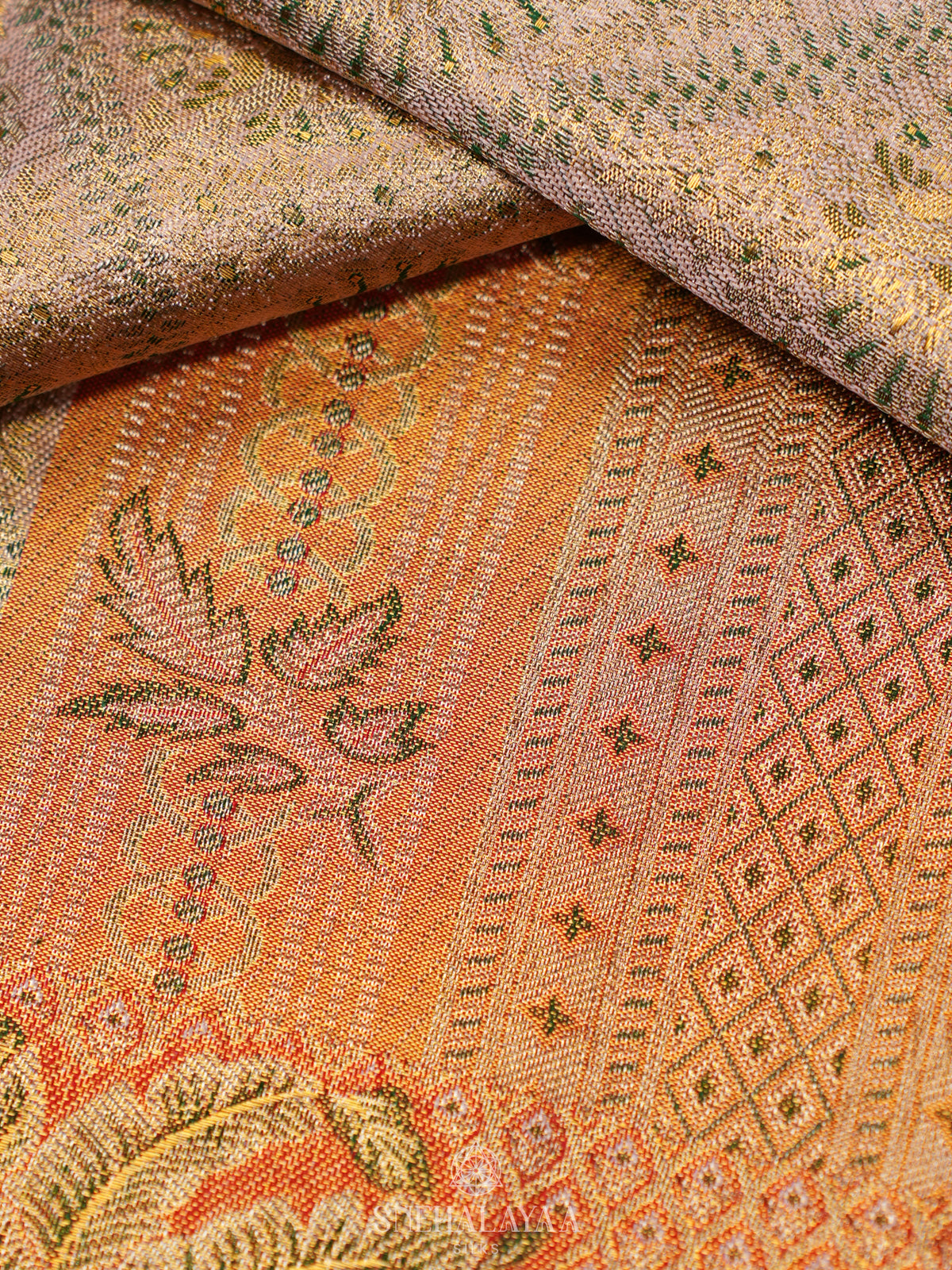 Beige Gold Tissue Kanjivaram Silk Saree