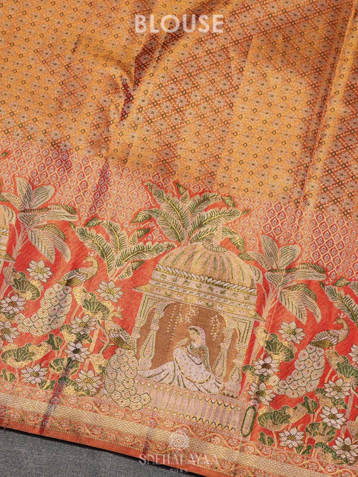 Beige Gold Tissue Kanjivaram Silk Saree