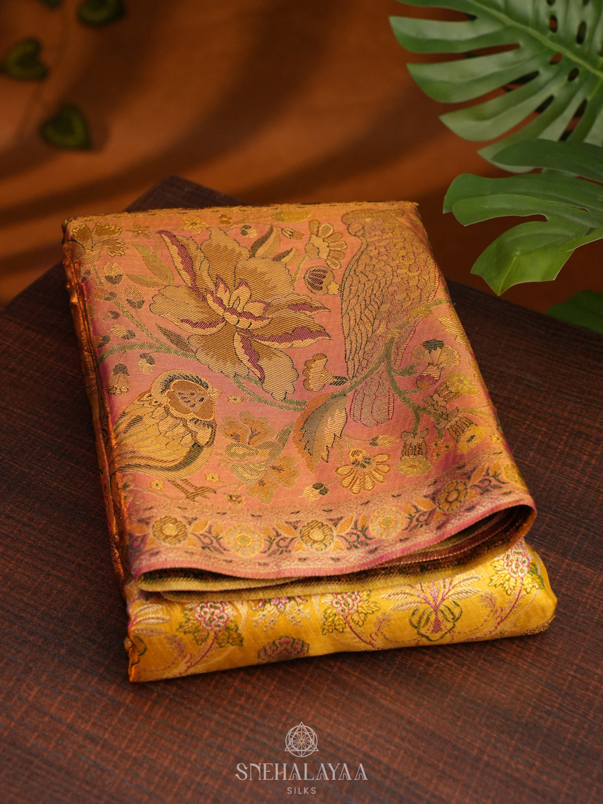 Lemon Yellow Tissue Kanjivaram Silk Saree