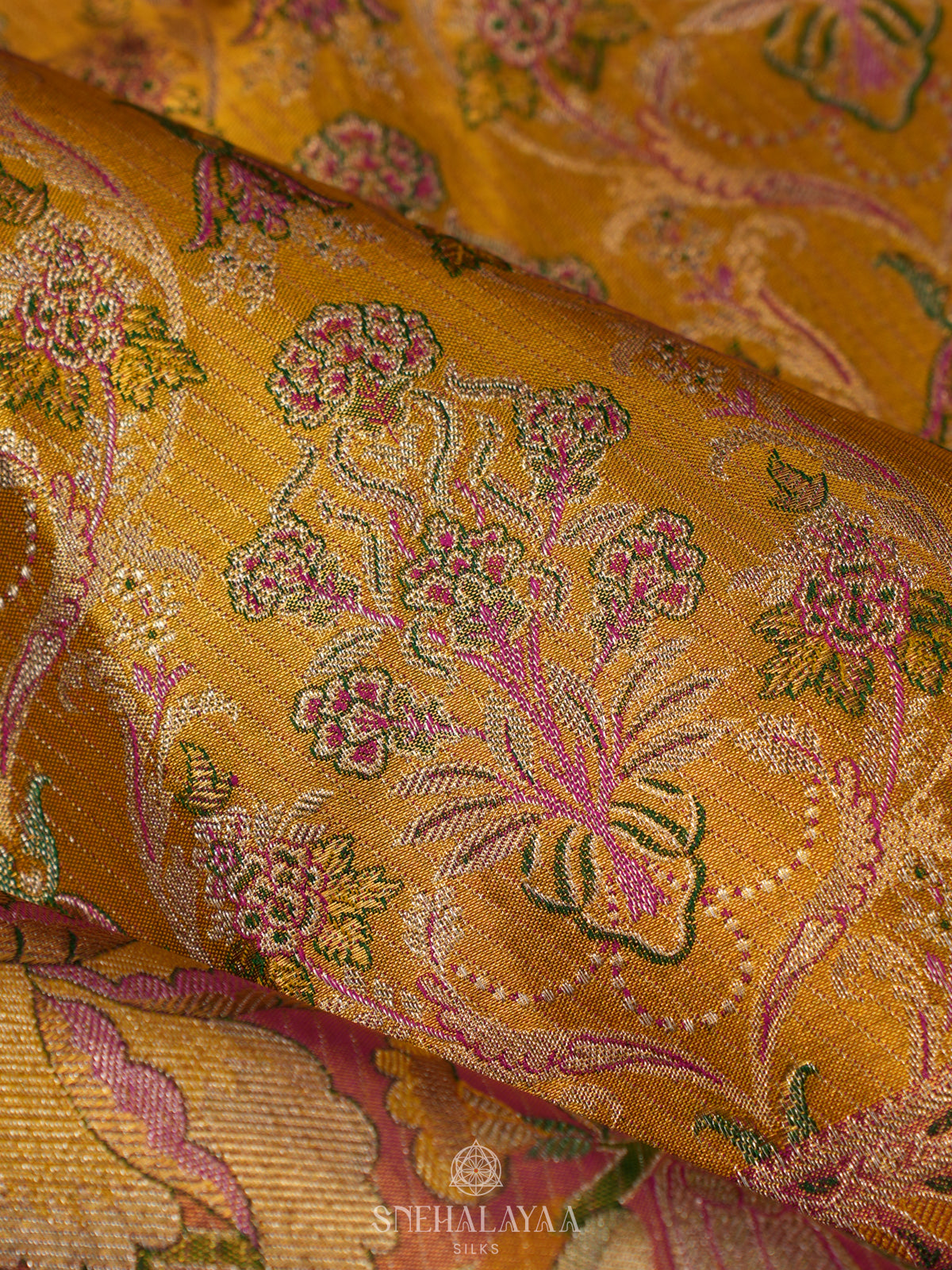 Lemon Yellow Tissue Kanjivaram Silk Saree