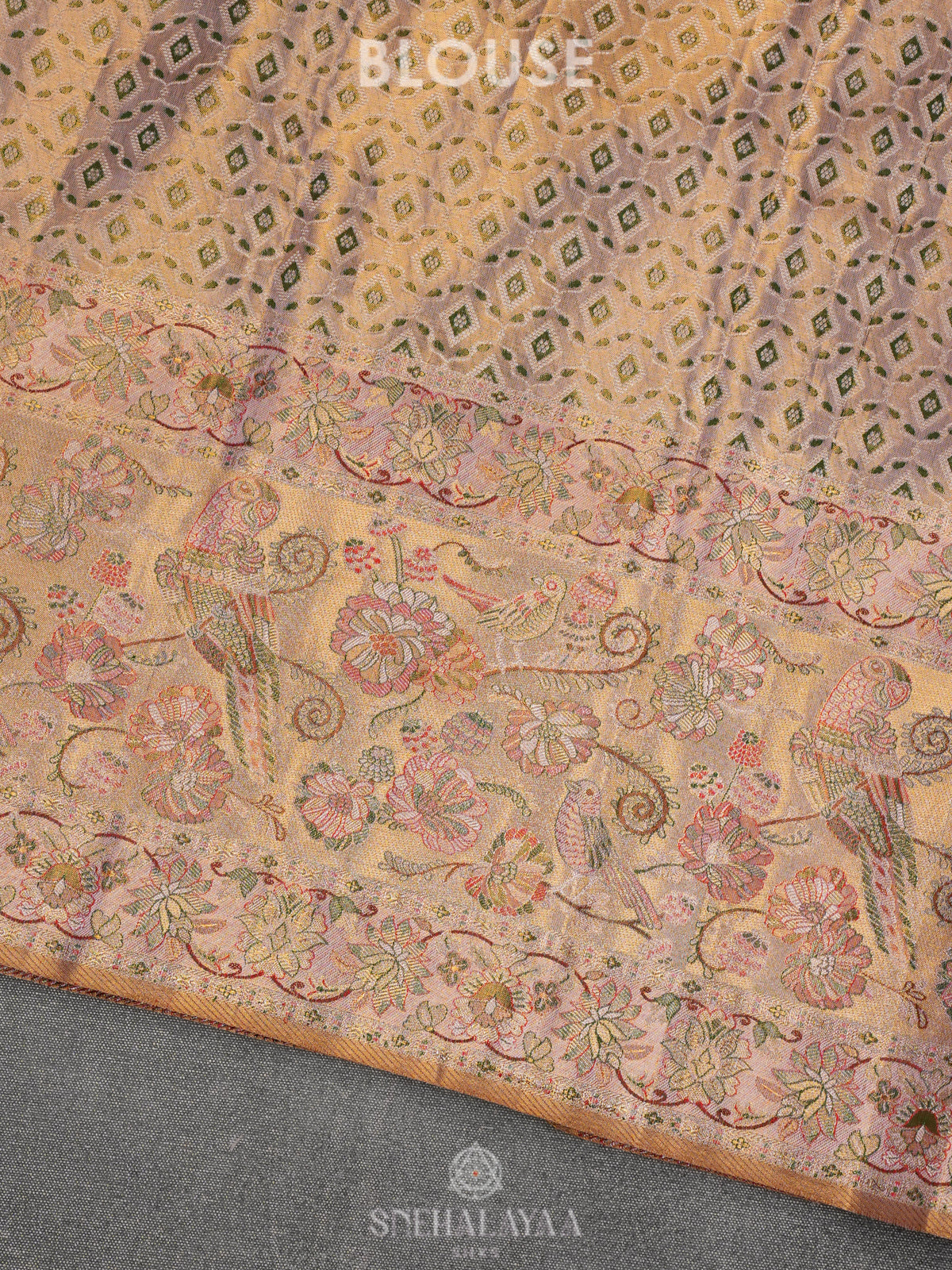 Rust Orange Tissue Kanjivaram Silk Saree