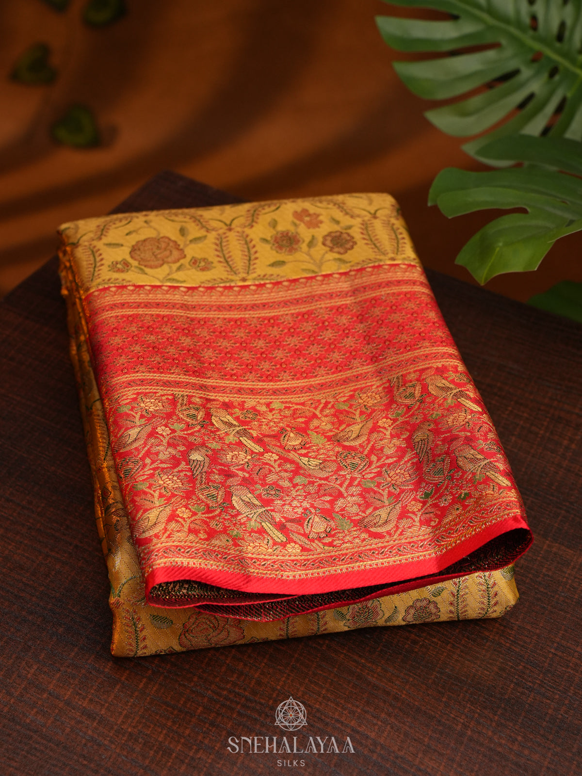 Golden Yellow Tissue Kanjivaram Silk Saree